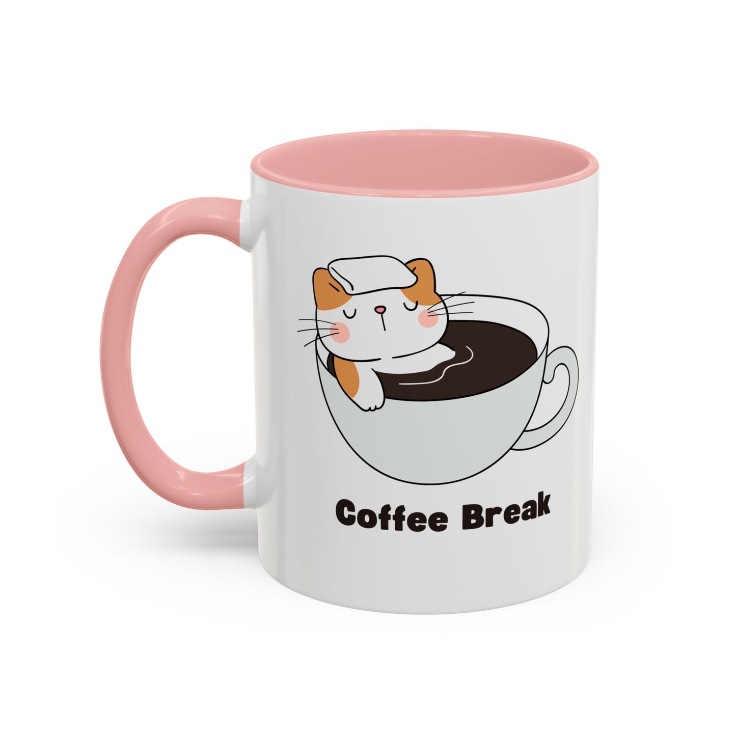 Onsen Neko Coffee Mug, 11oz - Ceramic Tea Cup with Japanese Cat Design, Cute Cat Lover Gift, Porcelain Cat Mug, Kitty Coffee Cup, Kawaii
