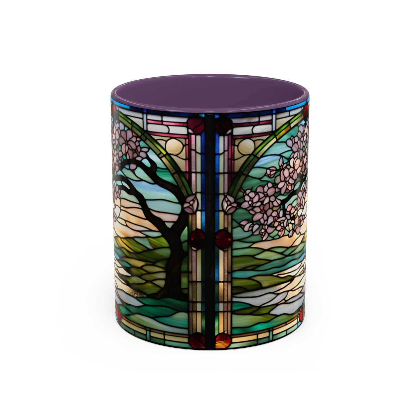 Stained Glass Cherry Blossom Mug, Nature Lover's Gift, Floral Coffee Cup, Home Decor, Spring Decor, Mother's Day Gift
