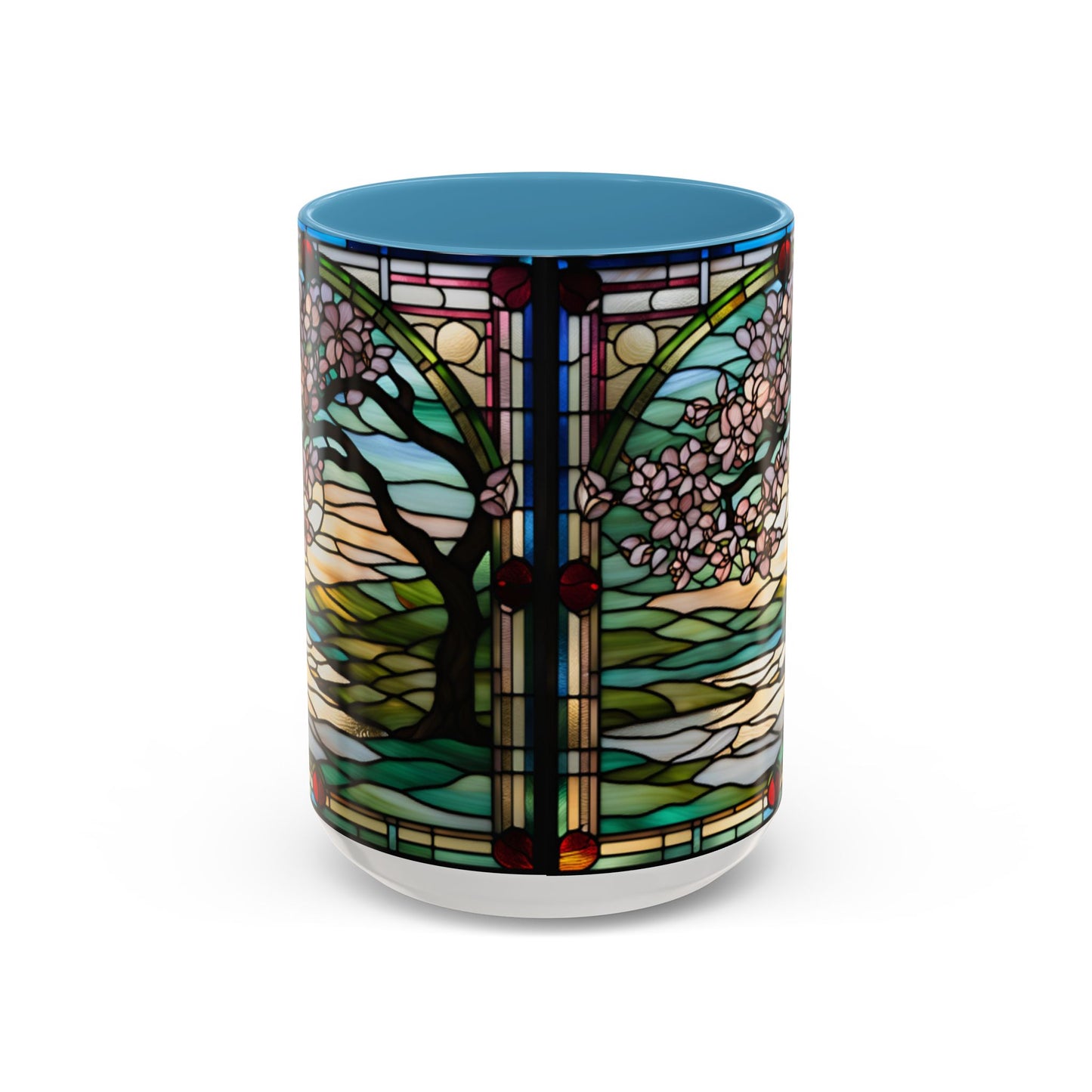 Stained Glass Cherry Blossom Mug, Nature Lover's Gift, Floral Coffee Cup, Home Decor, Spring Decor, Mother's Day Gift