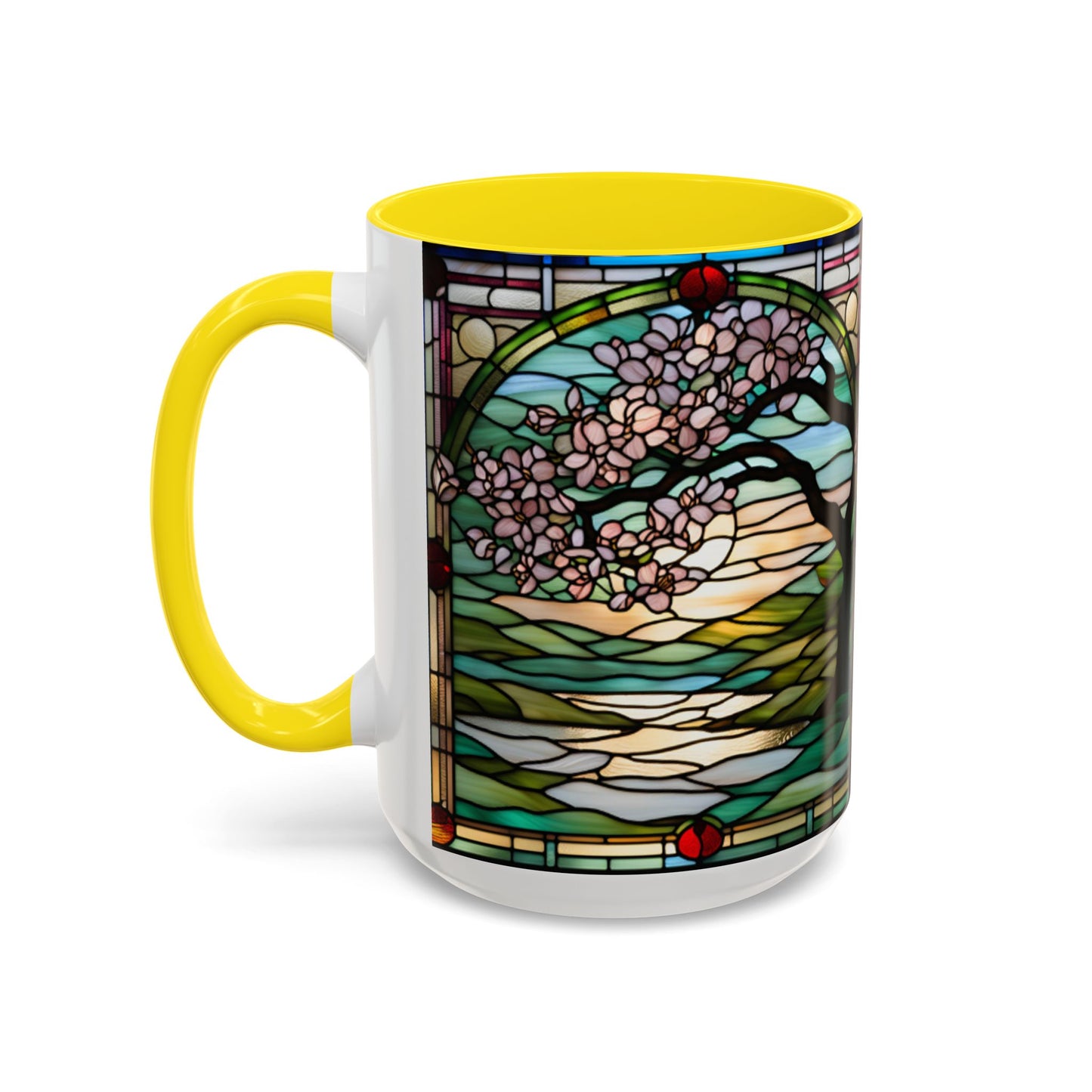 Stained Glass Cherry Blossom Mug, Nature Lover's Gift, Floral Coffee Cup, Home Decor, Spring Decor, Mother's Day Gift