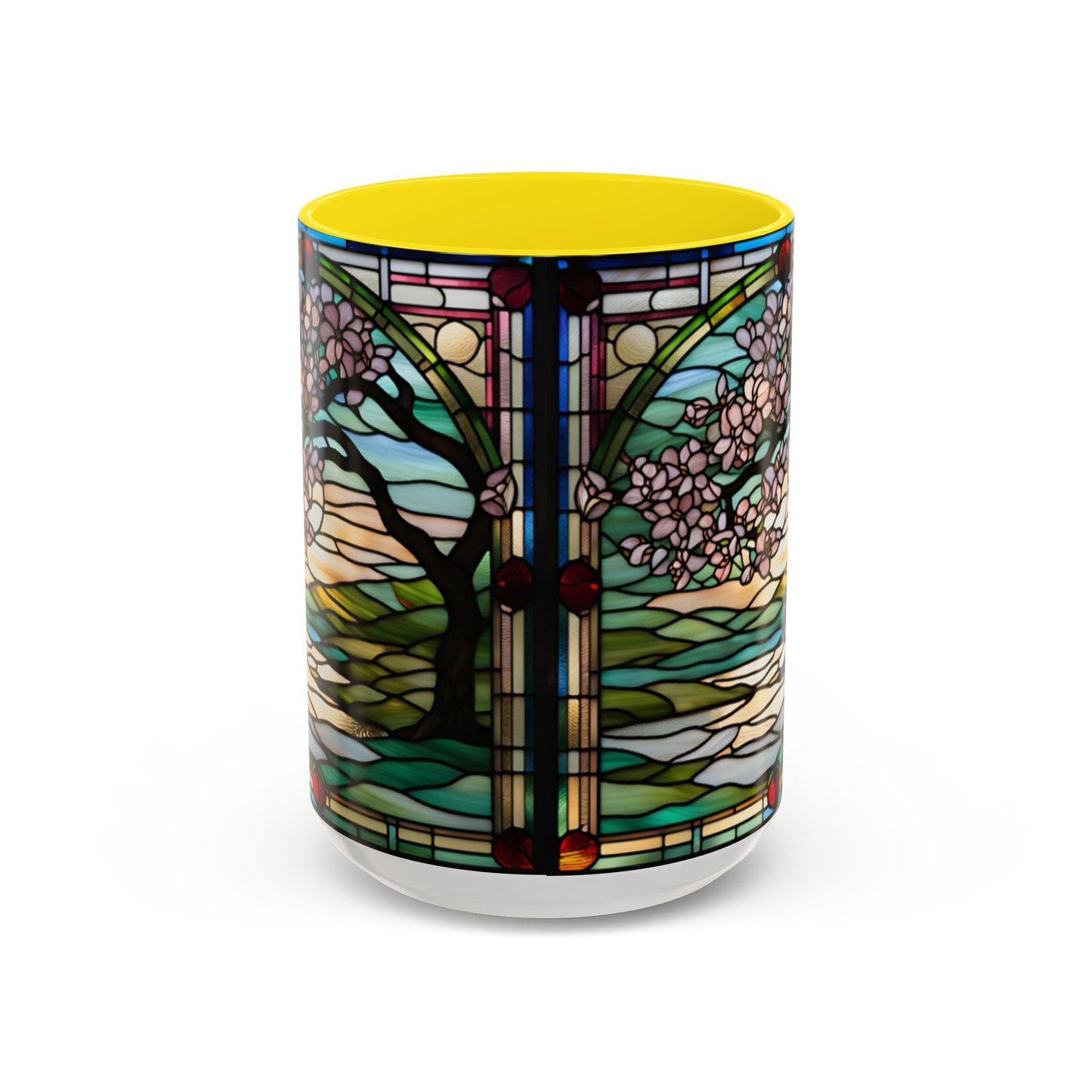 Stained Glass Cherry Blossom Mug, Nature Lover's Gift, Floral Coffee Cup, Home Decor, Spring Decor, Mother's Day Gift