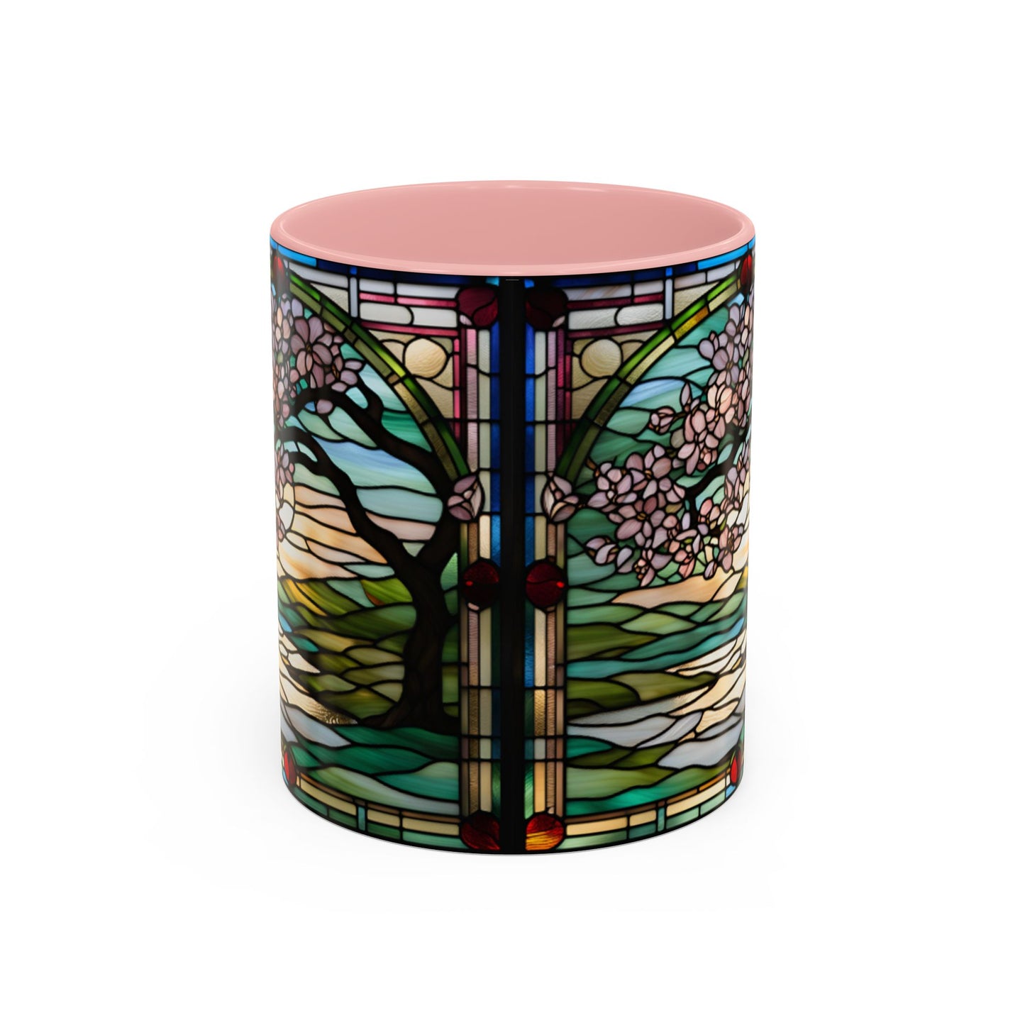 Stained Glass Cherry Blossom Mug, Nature Lover's Gift, Floral Coffee Cup, Home Decor, Spring Decor, Mother's Day Gift