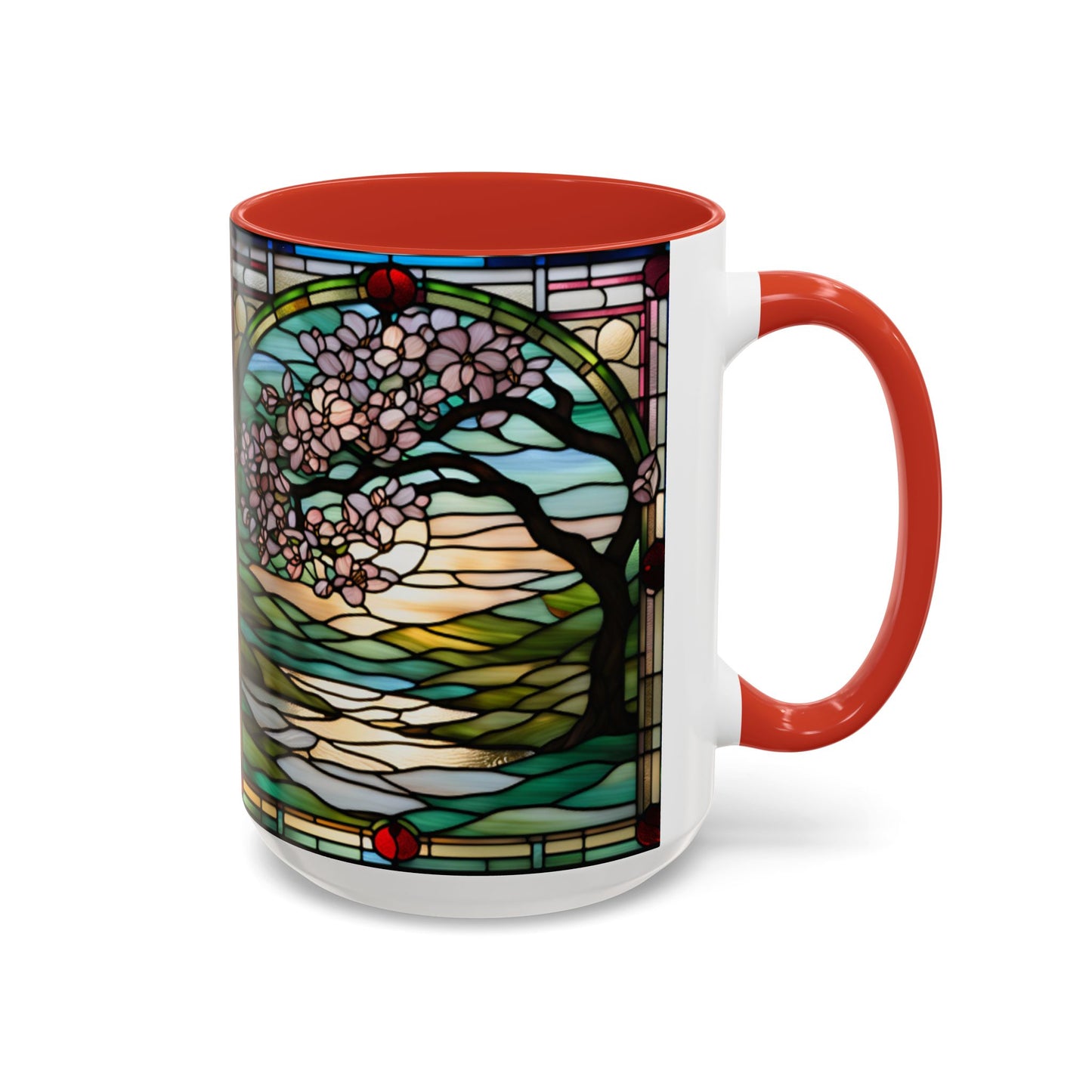 Stained Glass Cherry Blossom Mug, Nature Lover's Gift, Floral Coffee Cup, Home Decor, Spring Decor, Mother's Day Gift