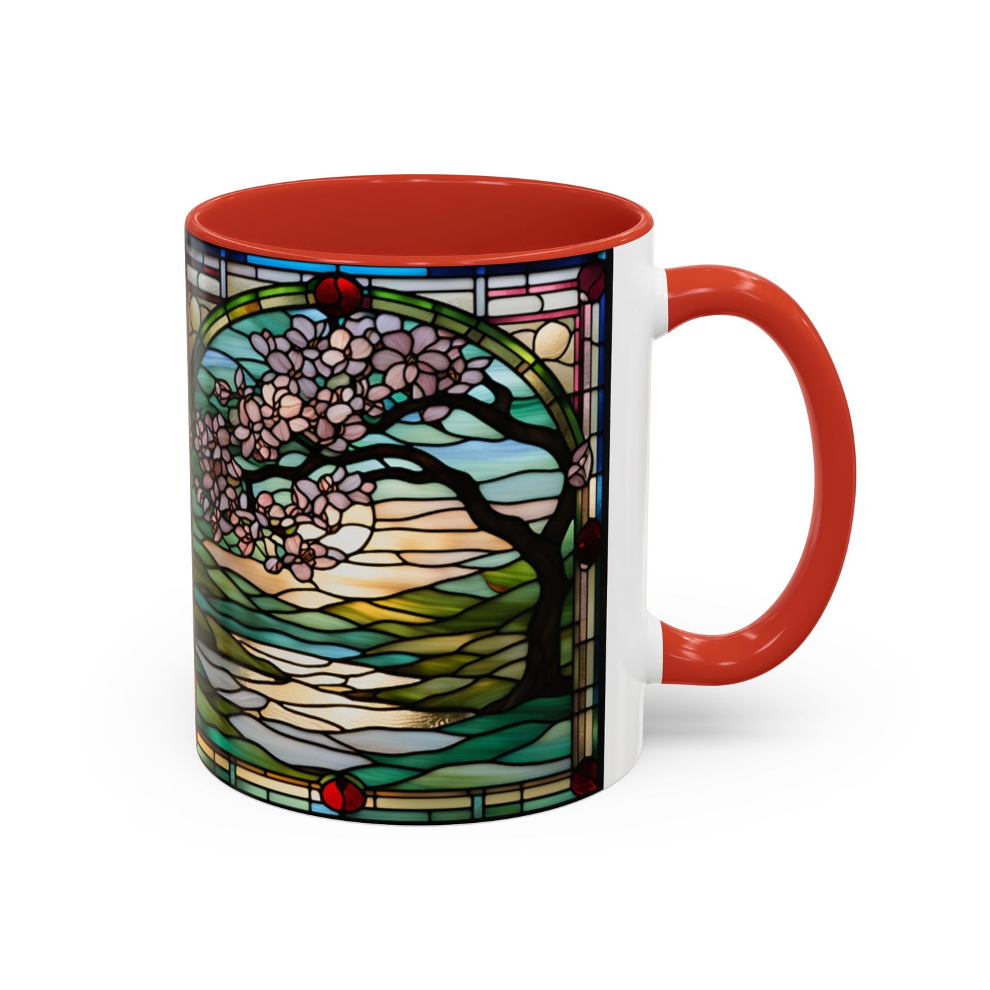 Stained Glass Cherry Blossom Mug, Nature Lover's Gift, Floral Coffee Cup, Home Decor, Spring Decor, Mother's Day Gift