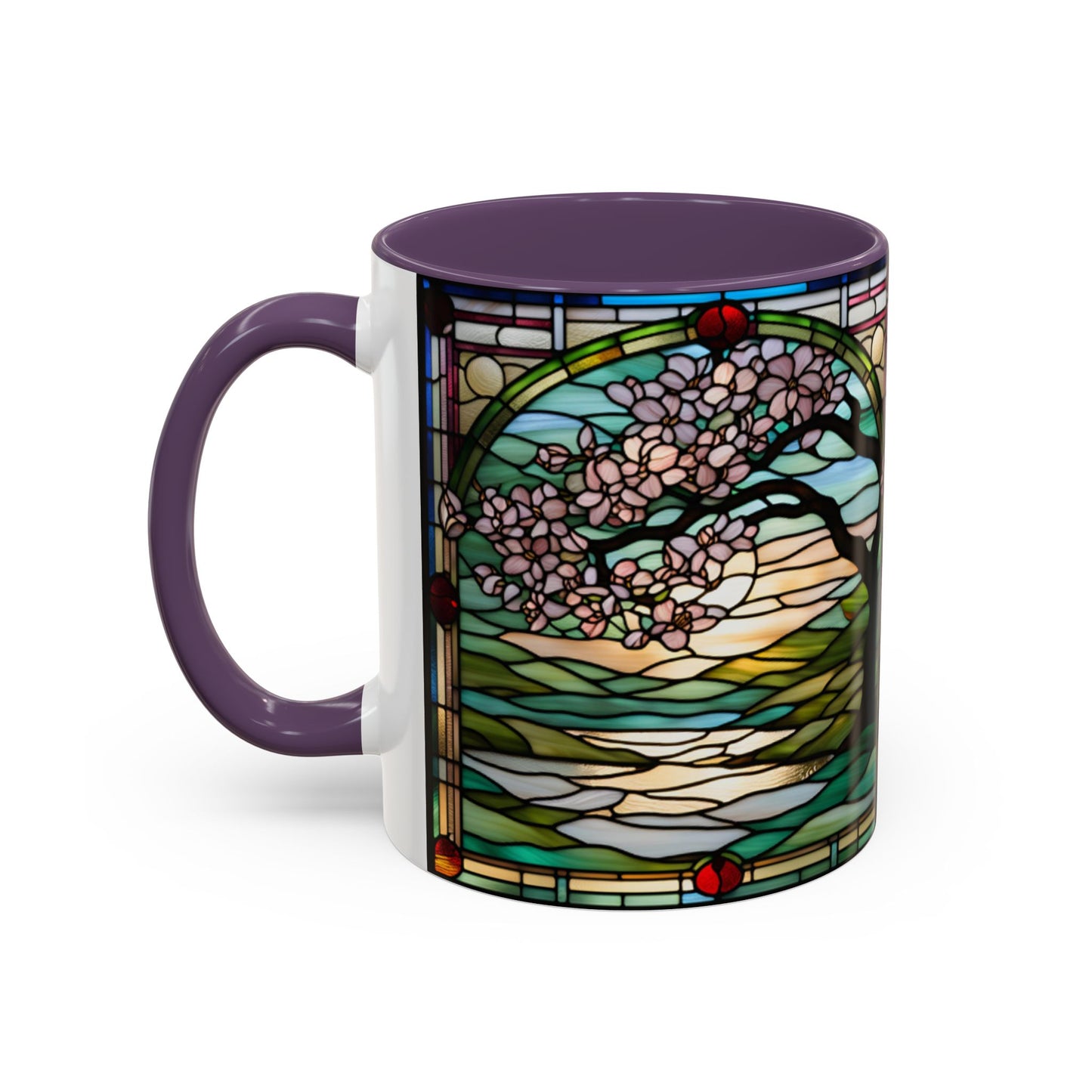 Stained Glass Cherry Blossom Mug, Nature Lover's Gift, Floral Coffee Cup, Home Decor, Spring Decor, Mother's Day Gift