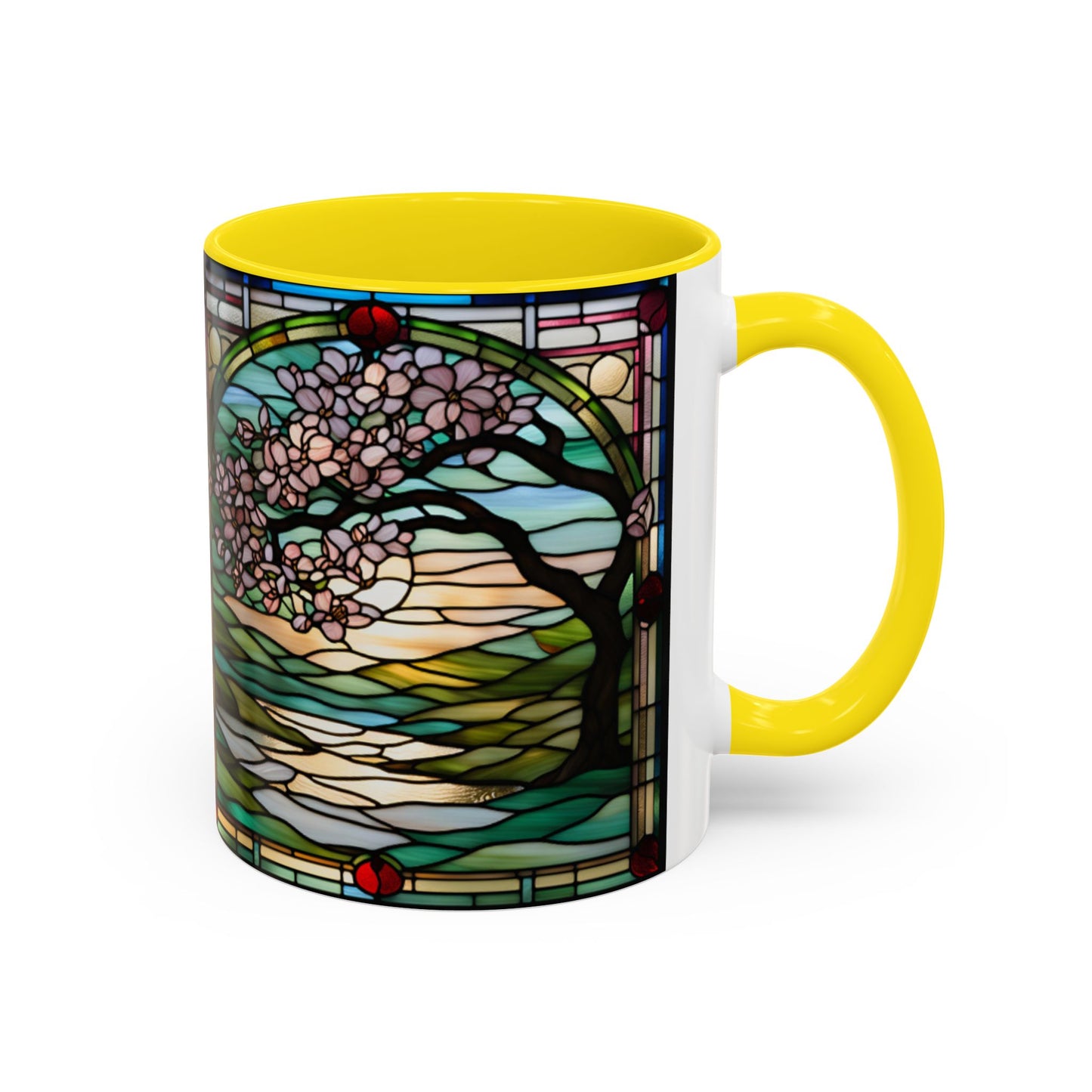 Stained Glass Cherry Blossom Mug, Nature Lover's Gift, Floral Coffee Cup, Home Decor, Spring Decor, Mother's Day Gift