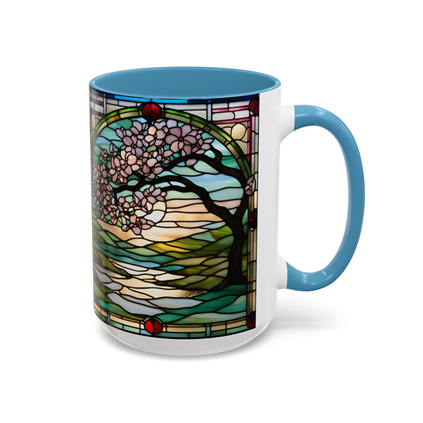 Stained Glass Cherry Blossom Mug, Nature Lover's Gift, Floral Coffee Cup, Home Decor, Spring Decor, Mother's Day Gift