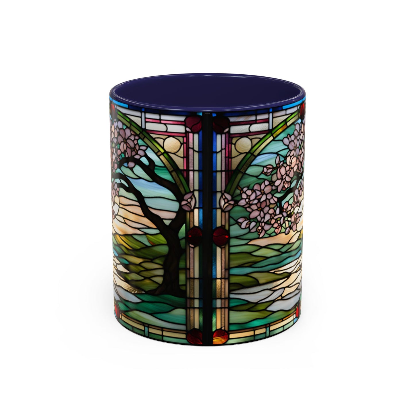 Stained Glass Cherry Blossom Mug, Nature Lover's Gift, Floral Coffee Cup, Home Decor, Spring Decor, Mother's Day Gift