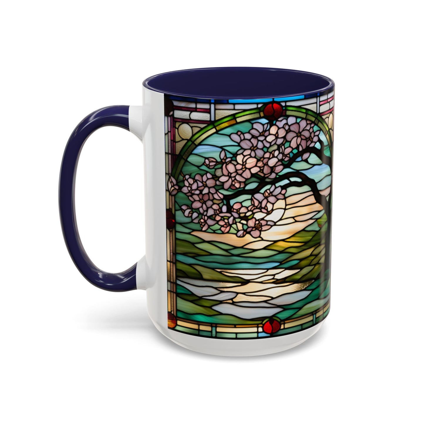Stained Glass Cherry Blossom Mug, Nature Lover's Gift, Floral Coffee Cup, Home Decor, Spring Decor, Mother's Day Gift