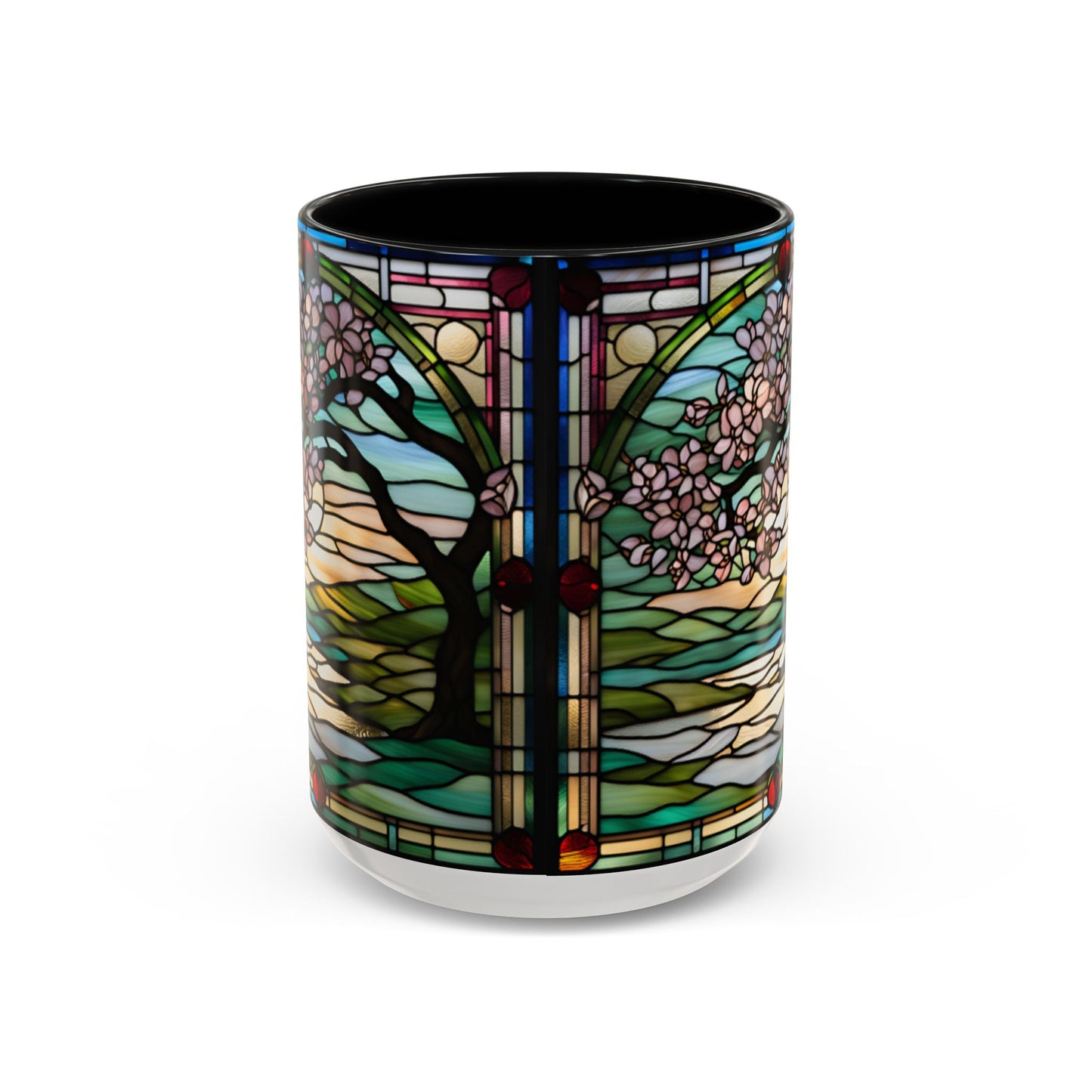 Stained Glass Cherry Blossom Mug, Nature Lover's Gift, Floral Coffee Cup, Home Decor, Spring Decor, Mother's Day Gift