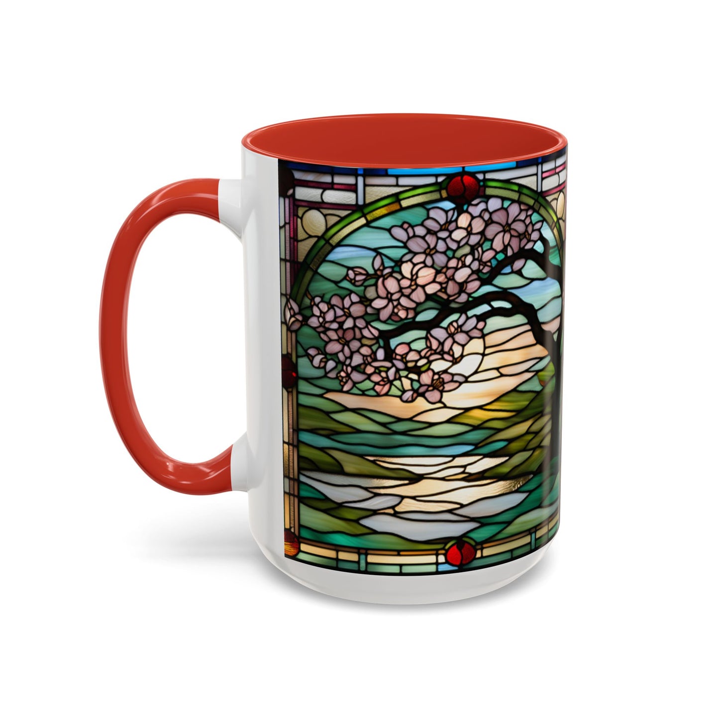 Stained Glass Cherry Blossom Mug, Nature Lover's Gift, Floral Coffee Cup, Home Decor, Spring Decor, Mother's Day Gift