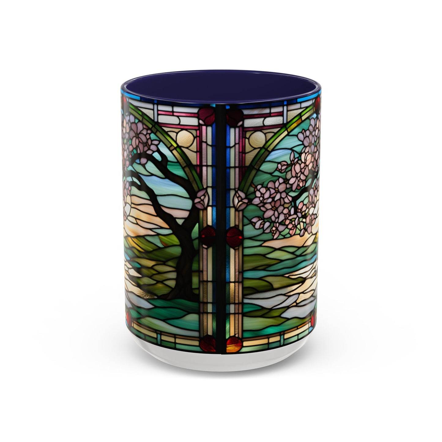 Stained Glass Cherry Blossom Mug, Nature Lover's Gift, Floral Coffee Cup, Home Decor, Spring Decor, Mother's Day Gift