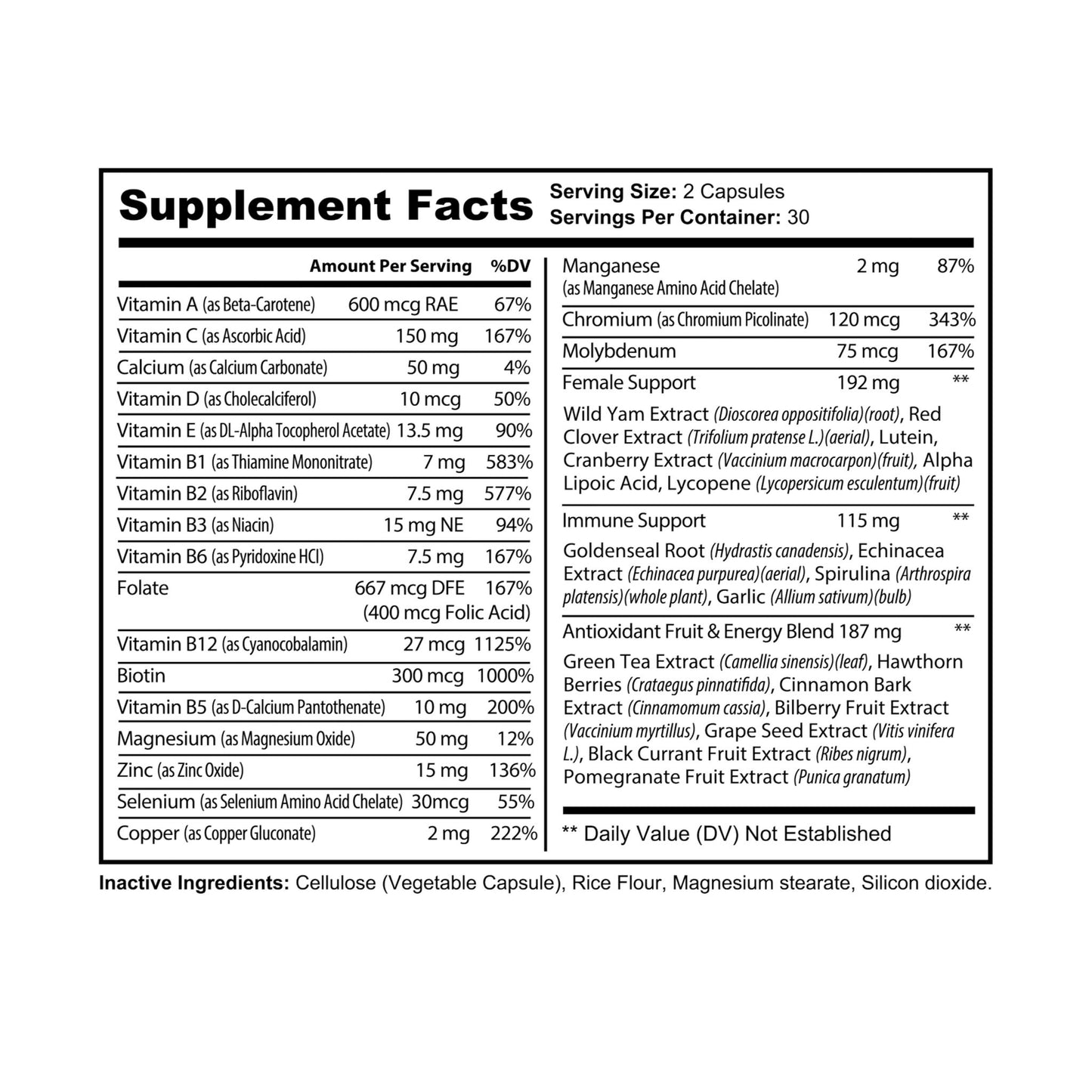 Dilatancy Multivitamin for Women Supplement (60 Capsules)