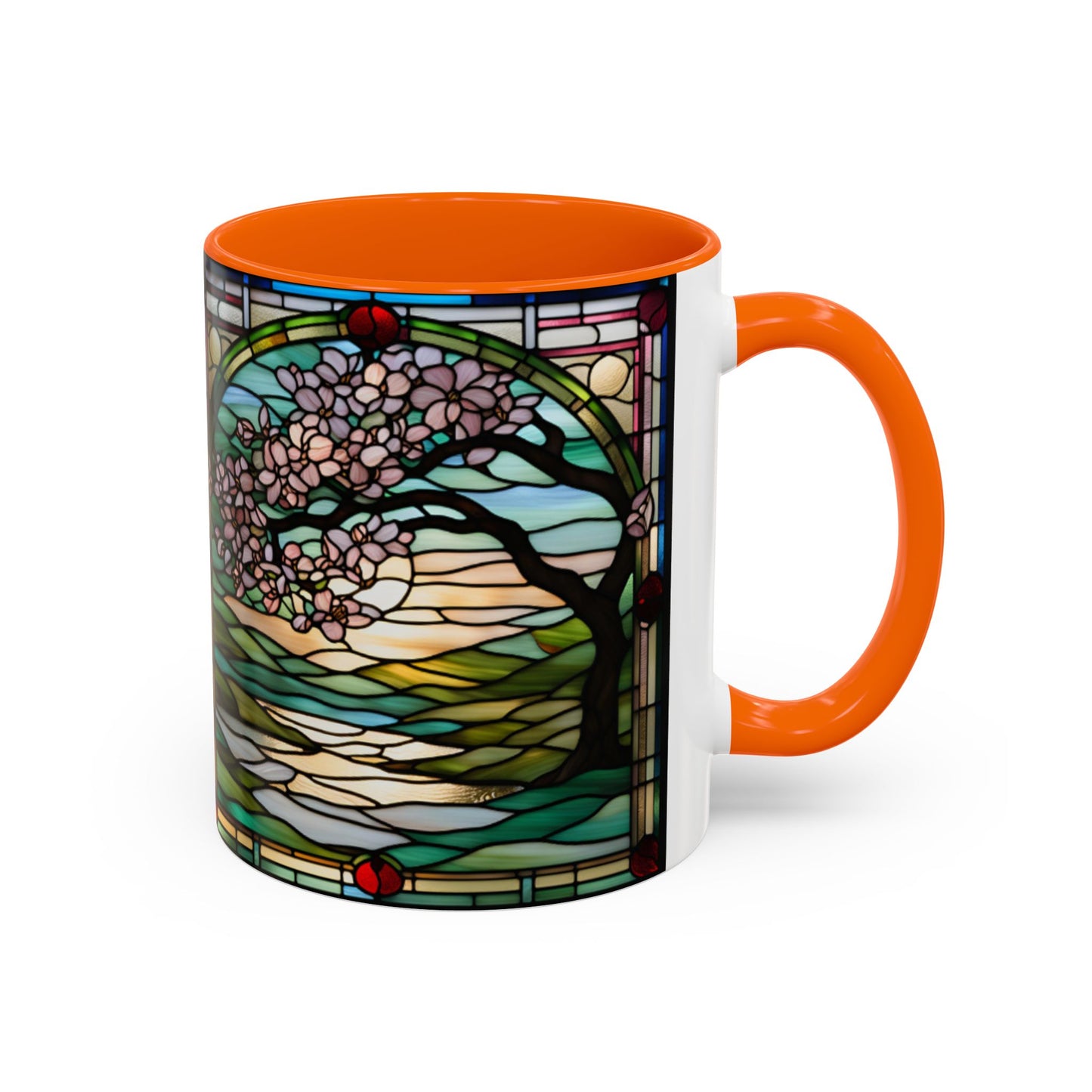 Stained Glass Cherry Blossom Mug, Nature Lover's Gift, Floral Coffee Cup, Home Decor, Spring Decor, Mother's Day Gift