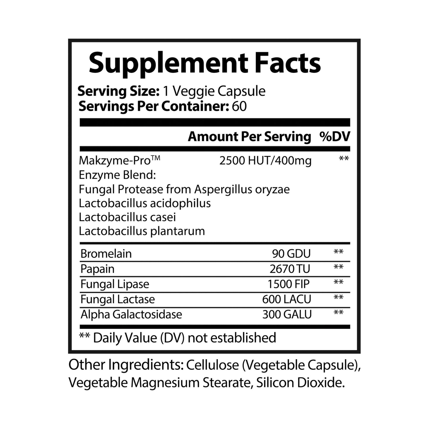 Dilatancy Digestive Enzyme Blend Supplement (60 Capsules)