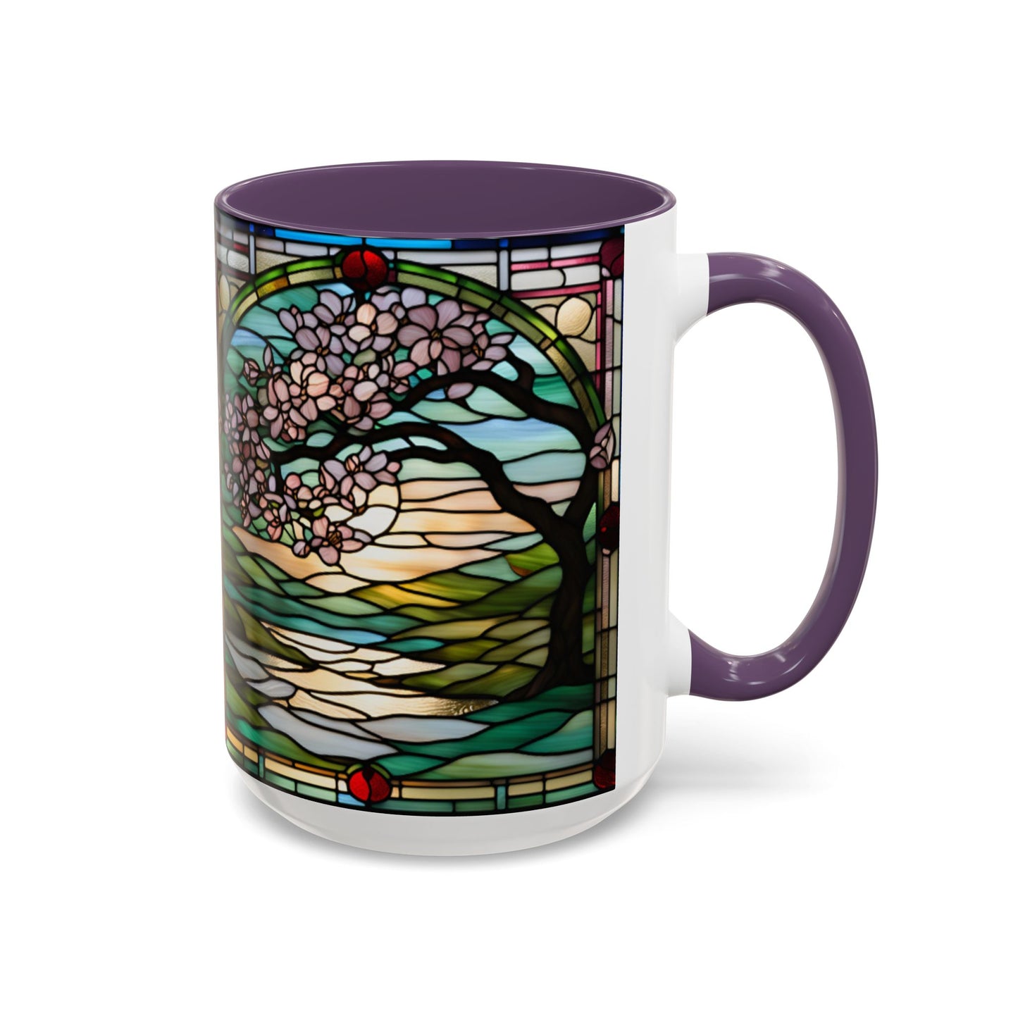 Stained Glass Cherry Blossom Mug, Nature Lover's Gift, Floral Coffee Cup, Home Decor, Spring Decor, Mother's Day Gift